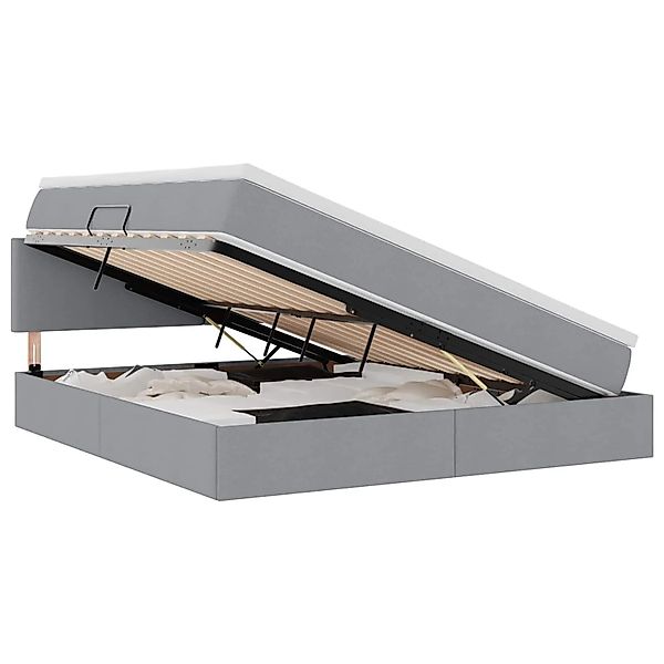vidaXL Bett mit Stauraum und LED Hellgrau 180 x 200 cm Polyester 3371097 günstig online kaufen