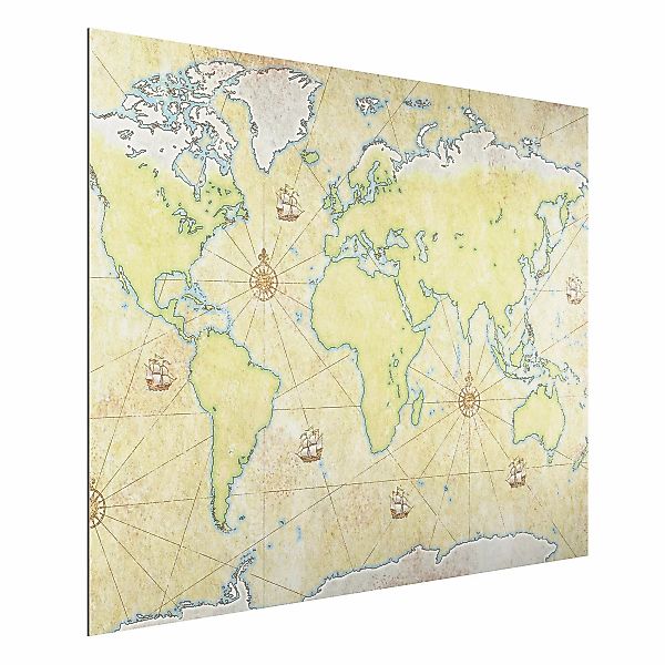 Alu-Dibond Bild - Querformat 4:3 World Map günstig online kaufen