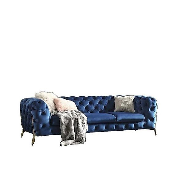 JVmoebel Sofa Blauer Chesterfield Textil Sofa Polster Sitz Couch Big XXL 3 günstig online kaufen