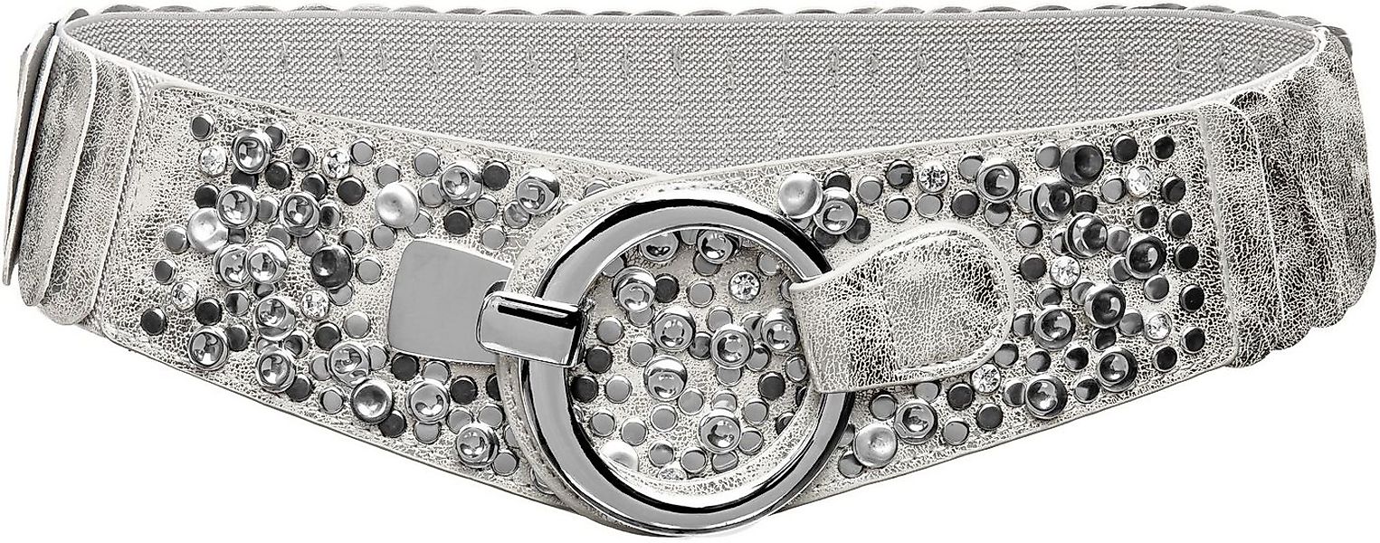 Caspar Taillengürtel GU300-N elastisch breit für Damen mit Stretch und Niet günstig online kaufen