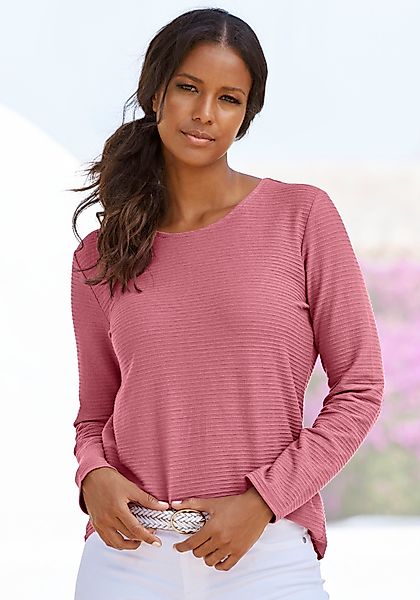 LASCANA Langarmshirt "mit Streifenstruktur", (2er-Pack), aus weicher Baumwo günstig online kaufen
