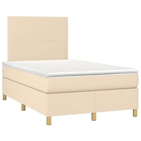 vidaXL Bett Boxspringbett mit Matratze & LED Creme 120x190 cm Stoff günstig online kaufen