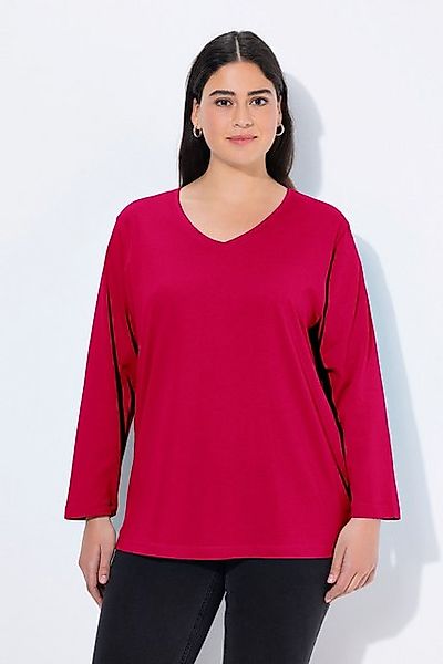 Ulla Popken T-Shirt Shirt V-Ausschnitt Relaxed Langarm günstig online kaufen