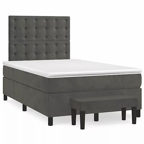 vidaXL Boxspringbett mit Matratze Dunkelgrau 120x200 cm Samt1359515 günstig online kaufen