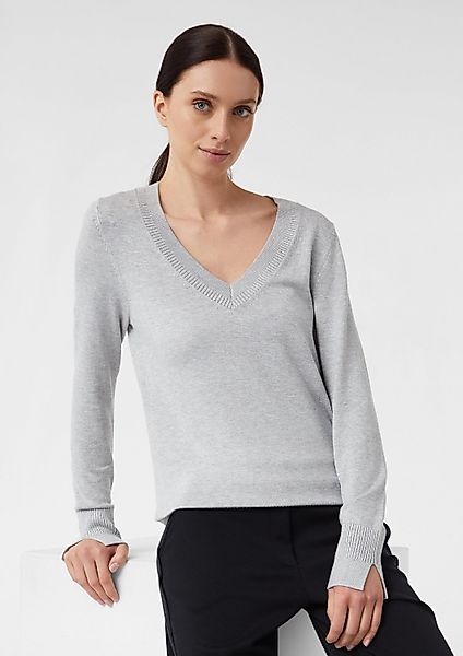 comma Longpullover Strickpullover Strickpullover mit V-Ausschnitt günstig online kaufen