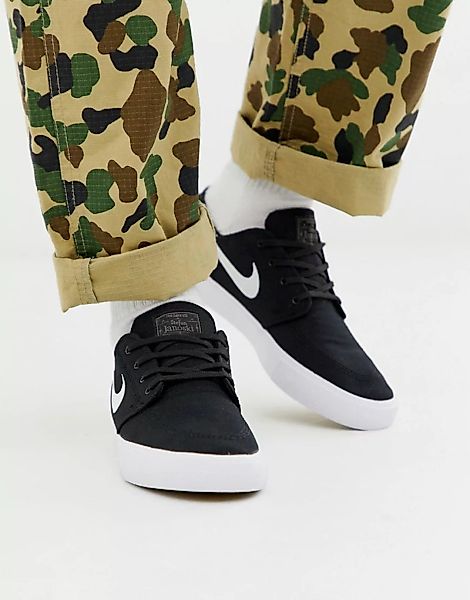 Nike SB – Zoom Janoski – Hochwertige Stoff-Sneaker in Schwarz/Weiß günstig online kaufen