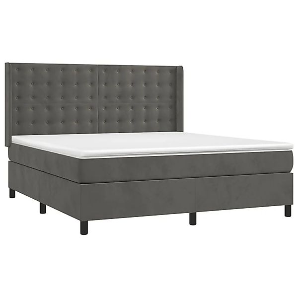 vidaXL Boxspringbett mit Matratze & LED Dunkelgrau 180x200 cm Samt 3139818 günstig online kaufen