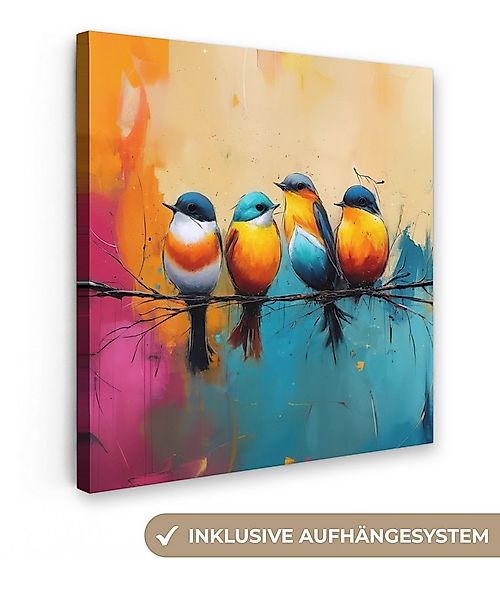 OneMillionCanvasses® Leinwandbild Vögel - Bunt - Zweig - Abstrakt, Fotodruc günstig online kaufen
