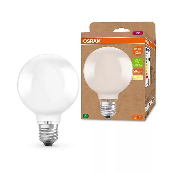 Osram LED Lampe ersetzt 60W E27 Globe - G95 in Weiß 4W 840lm 3000K 1er Pack günstig online kaufen
