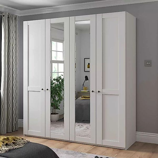 Kleiderschrank weiß modern Landhaus 200 cm breit Spiegeltüren günstig online kaufen