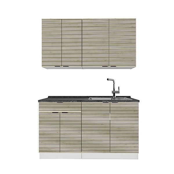 Vicco Fame-Line Singleküche Eiche Paneel/Weiß 140 cm AP Anthrazit ohne E-Ge günstig online kaufen