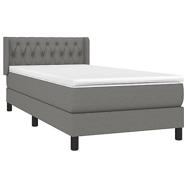 vidaXL Bett Boxspringbett mit Matratze Dunkelgrau 90x200 cm Stoff günstig online kaufen