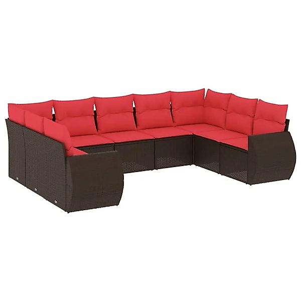 vidaXL 9-Tlg Gartensofa-Set mit Kissen Braun Polyrattan 3221803 günstig online kaufen