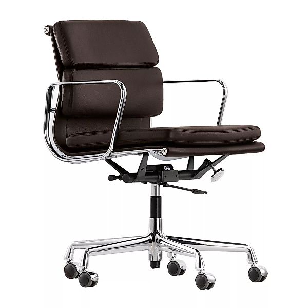 Vitra - Soft Pad Chair EA 217 Bürostuhl Gestell verchromt - braun/Leder 68 günstig online kaufen