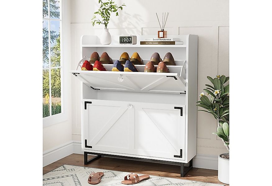 VOWNER Schuhschrank mit 2 Klappen, Freistehendem Schuhregal, 80×24×95 cm (1 günstig online kaufen