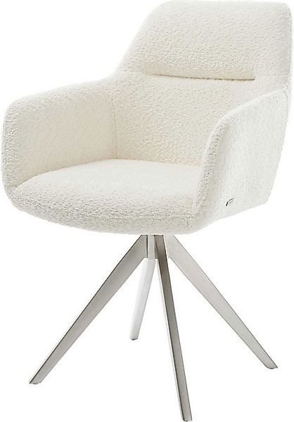 DELIFE Polsterstuhl Pejo-Flex, Kreuzgestell kantig Edelstahl Bouclé Weiß Ta günstig online kaufen
