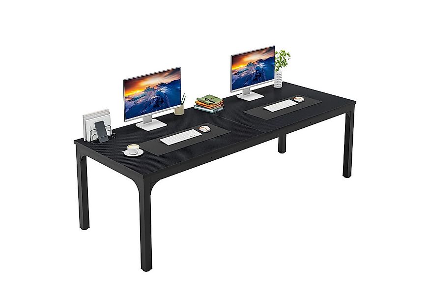 Tribesigns Computertisch 200x70x75cm, doppelter PC-Bürotisch, Braun/Weiß günstig online kaufen