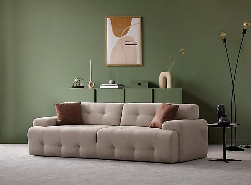 Xlmoebel 3-Sitzer Luxuriöses helles Beige 3-Sitzer Sofa aus Holz für modern günstig online kaufen