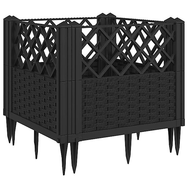 vidaXL Blumentopf Pflanzkasten mit Erdspießen Schwarz günstig online kaufen