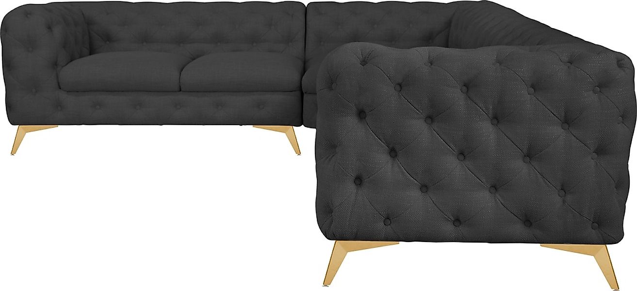 Leonique Chesterfield-Sofa "Ecksofa GLYNIS L-Form mit Wellenunterfederung, günstig online kaufen