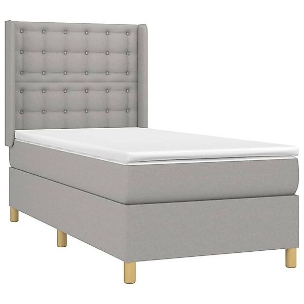 vidaXL Bett Boxspringbett mit Matratze & LED Hellgrau 80x200 cm Stoff günstig online kaufen