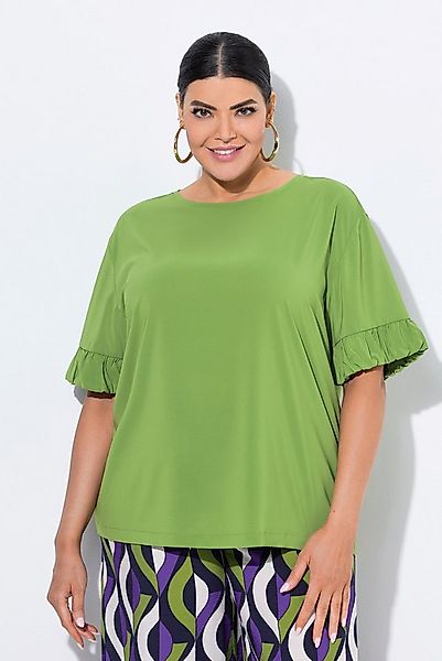 Ulla Popken T-Shirt T-Shirt Materialmix Oversized Rundhals Halbarm günstig online kaufen