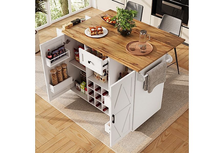 Flieks Küchenwagen Servierwagen mit erweiterbare Arbeitsplatte und Rollen, günstig online kaufen