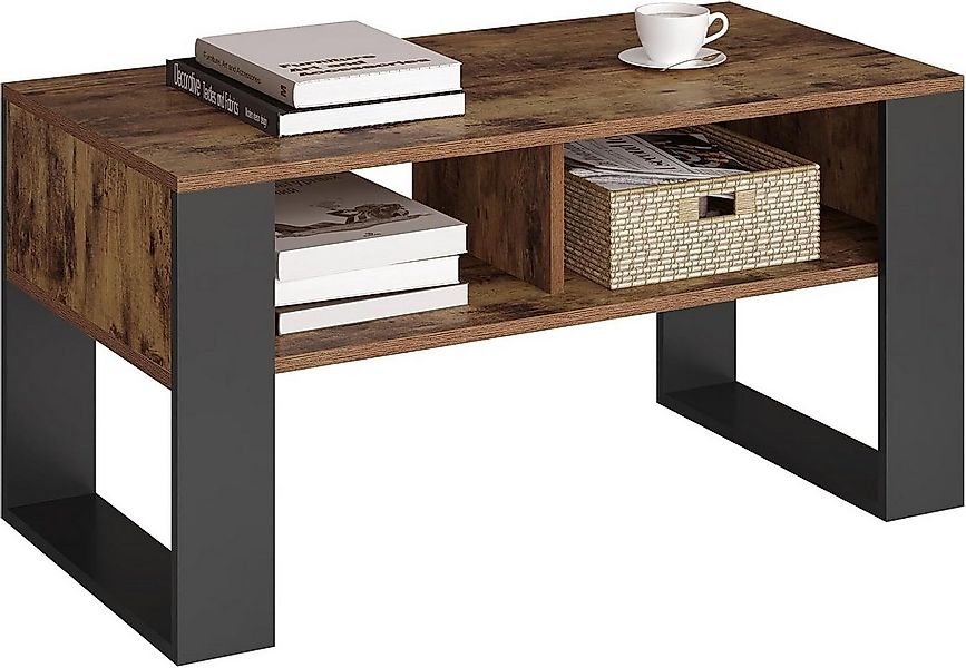 Woltu Wohnzimmertisch (1-St), modern, Couchtisch, 2 offene Fächer günstig online kaufen