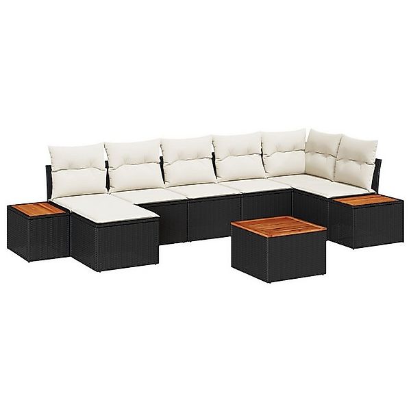 vidaXL Loungesofa 8-teiliges Garten-Sofa Set mit Kissen Schwarz Poly Rattan günstig online kaufen