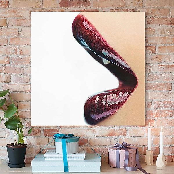 Leinwandbild Akt & Erotik - Quadrat Kiss My Lips! günstig online kaufen