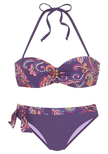 Vivance Bügel-Bandeau-Bikini, mit lilafarbenem Paisleyprint günstig online kaufen
