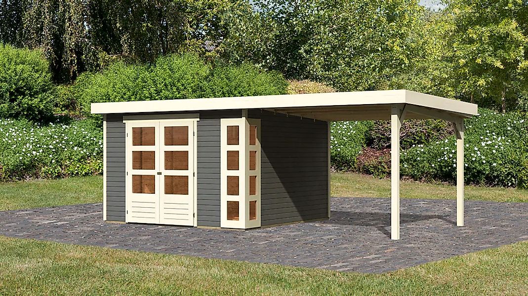 Karibu Gartenhaus "Nordsee 6" mit Schleppdach 2,40 m Breite günstig online kaufen
