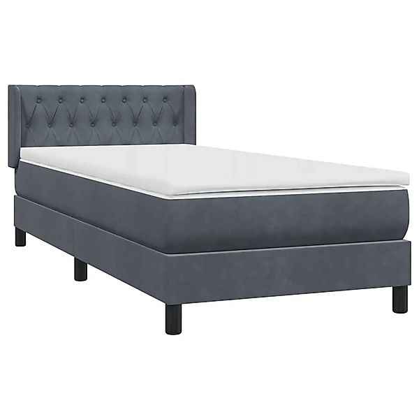 vidaXL Boxspringbett mit Matratze Dunkelgrau 90x220 cm Samt 3318394 günstig online kaufen