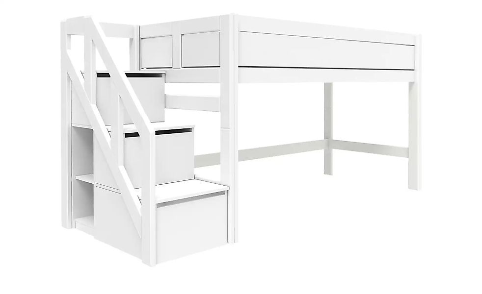 Lifetime Halbhohes Bett mit Treppe ¦ weiß ¦ Maße (cm): B: 257 H: 128 T: 102 günstig online kaufen