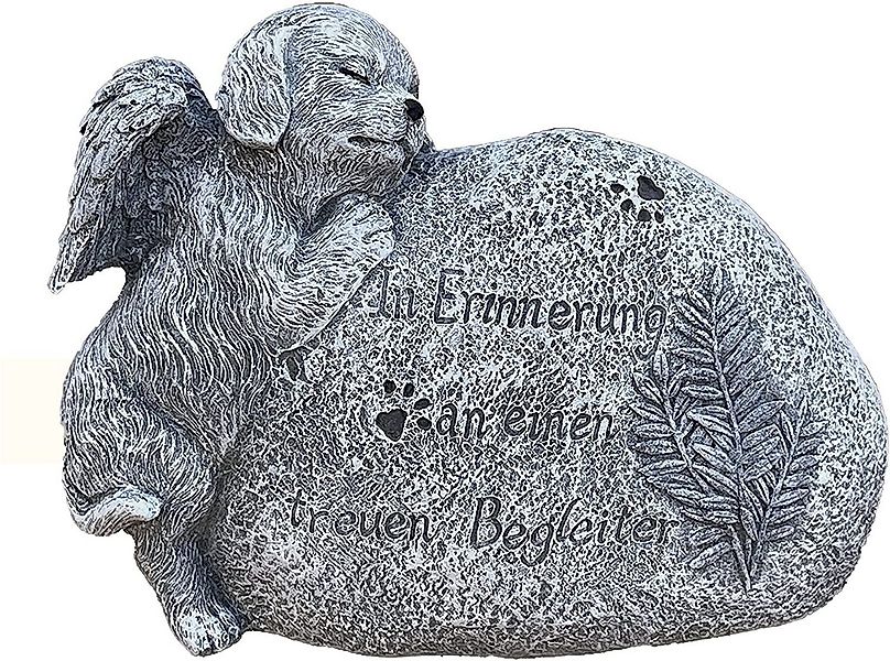 Stone and Style Gartenfigur Grabschmuck Grabstein Hund mit Inschrift günstig online kaufen