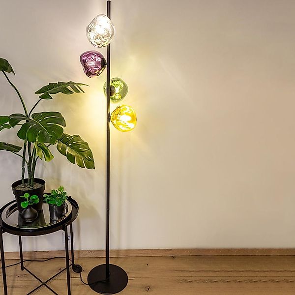 Stehleuchte Canopeus in Mehrfarbig und Schwarz E14 4-flammig günstig online kaufen