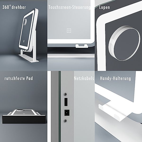 WDWRITTI Schminkspiegel mit Beleuchtung für tisch Kosmetikspiegel 3Lichtfar günstig online kaufen