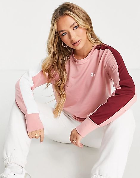 Under Armour – Rival – Fleece-Sweatshirt in Rosa mit Rundhalsausschnitt günstig online kaufen
