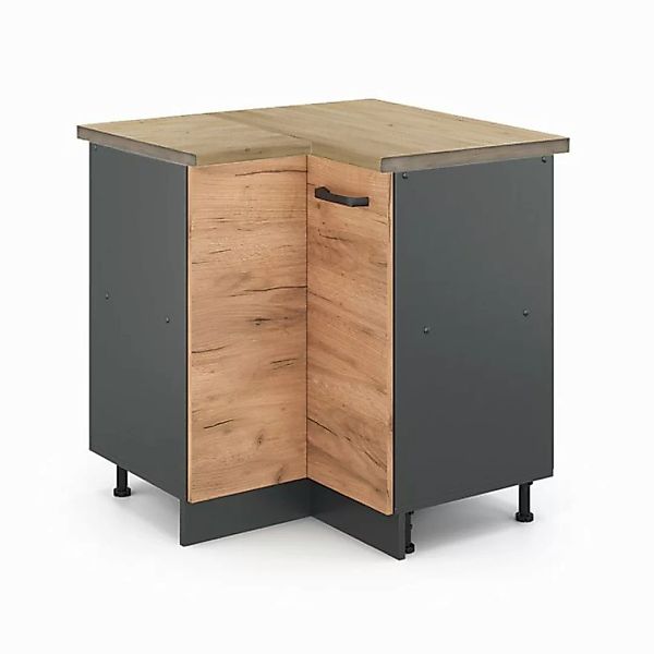 Vicco Eckunterschrank R-Line, Goldkraft Eiche/Anthrazit, 75.6 cm, AP Eiche günstig online kaufen