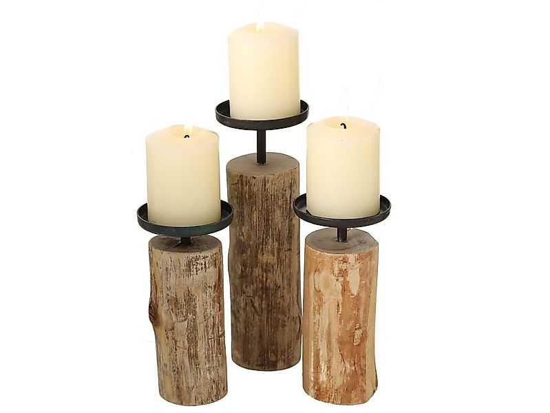 Spetebo Tischkerzenhalter Eukalyptus Kerzenhalter 3er Set - 24 / 19 / 15 cm günstig online kaufen