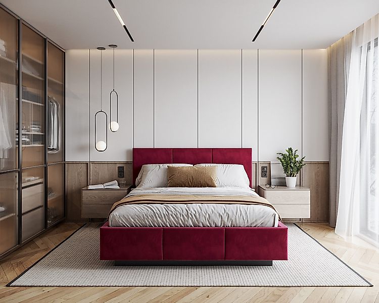 FDM Polsterbett Stauraumbett aus Velours 90x200, günstig online kaufen