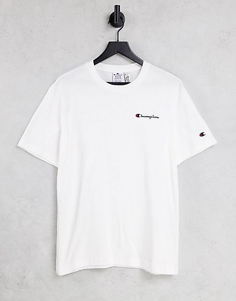 Champion – Weißes T-Shirt mit kleinem Logo günstig online kaufen