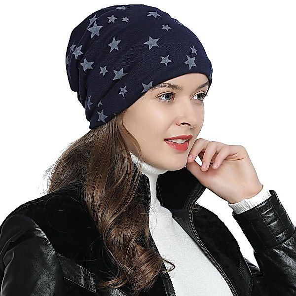 DonDon Beanie Damen Slouch mit Print günstig online kaufen
