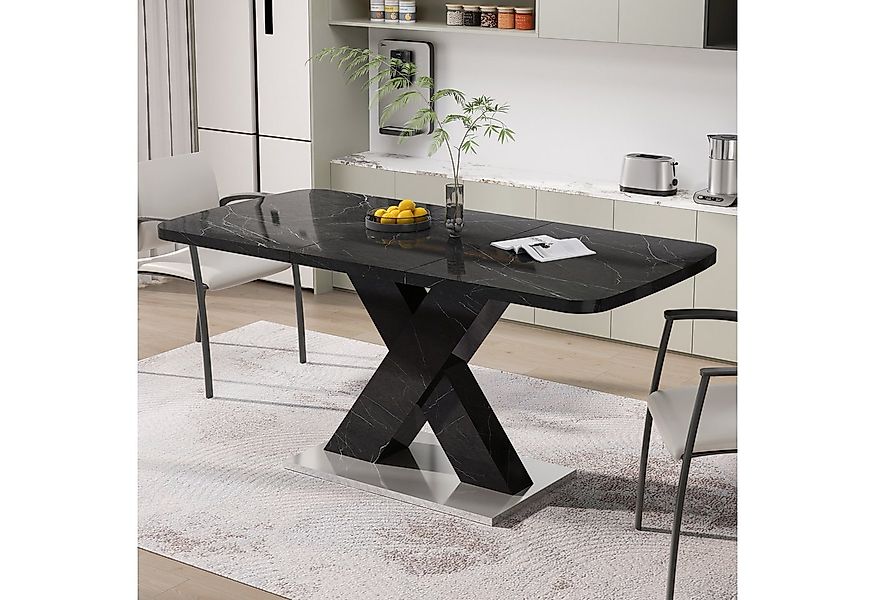 REDOM Esstisch Wohnzimmertisch,Ausziehbar mit Marmor-Tischplatte, X-förmige günstig online kaufen