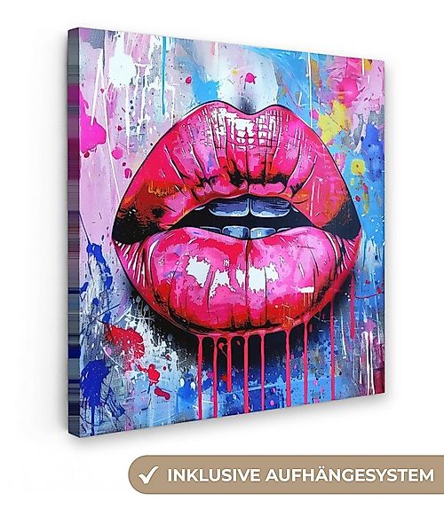 OneMillionCanvasses® Leinwandbild Graffiti - Lippen - Hellrosa - Gemalt, Fo günstig online kaufen