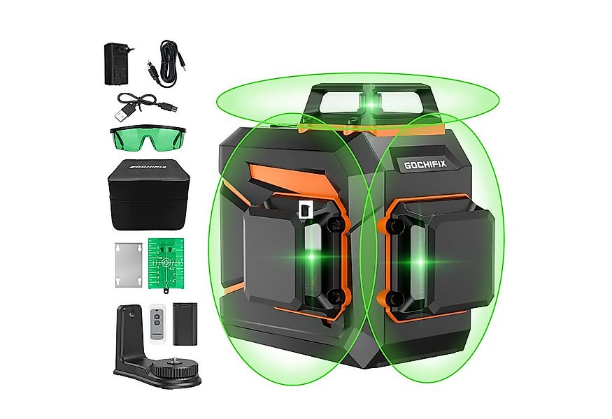 MECO Laserwasserwaage, (3x360° Kreuzlinienlaser 12 Linienlaser grüne Linien günstig online kaufen