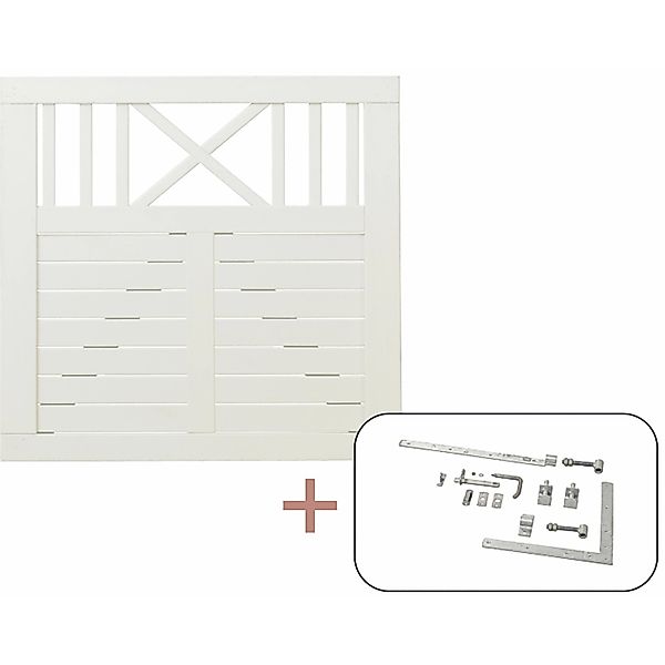 Einzeltor Nostalgi Nadelholz Weiß 100 cm x 95 cm günstig online kaufen