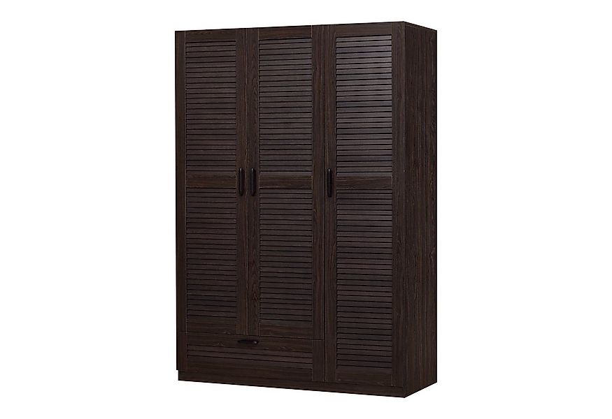 en.casa Kleiderschrank »Finning« 2 Stangen, 7 Fächer, 1 Schublade 176x120x5 günstig online kaufen