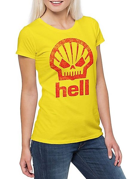 Urban Backwoods Print-Shirt Shell Hell Damen T-Shirt Tankstelle Hölle Fun D günstig online kaufen