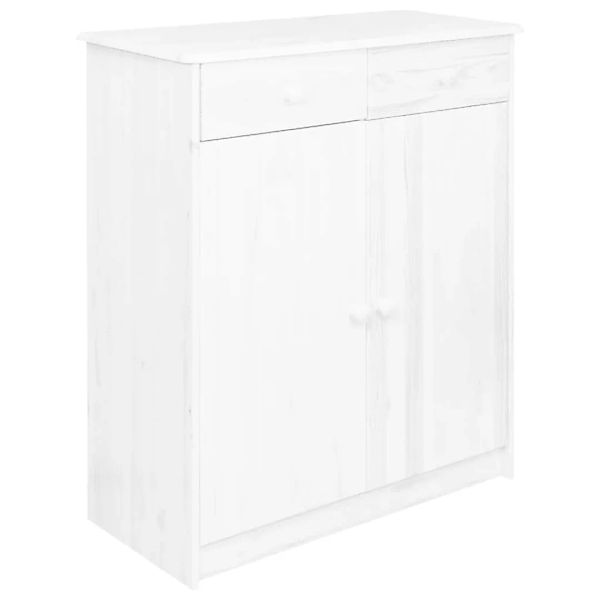 Sideboard 2 Schubladen Weiß 78x35x89 Cm Massivholz Kiefer günstig online kaufen